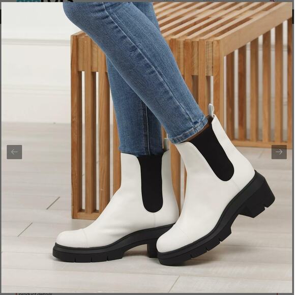 Stuart Weitzman Norah Chelsea Bootie Leather White Size 8.5C Sold Out - Picture 9 of 16